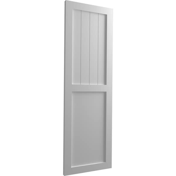 True Fit PVC Farmhouse/Flat Panel Combination Fixed Mount Shutters, Primed, 15W X 76H